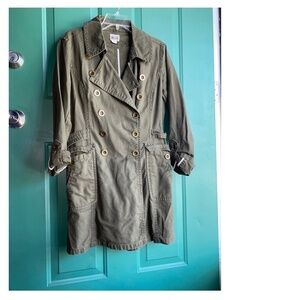 Vintage Converse One Star size large ladies olive green trench coat